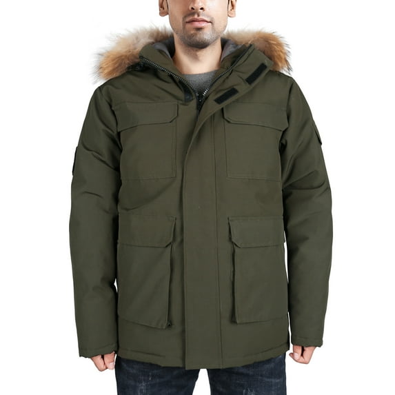 Men's Goose Down Parka Jacket Waterproof Heavy Winter Coat Ski Jacket with Hood