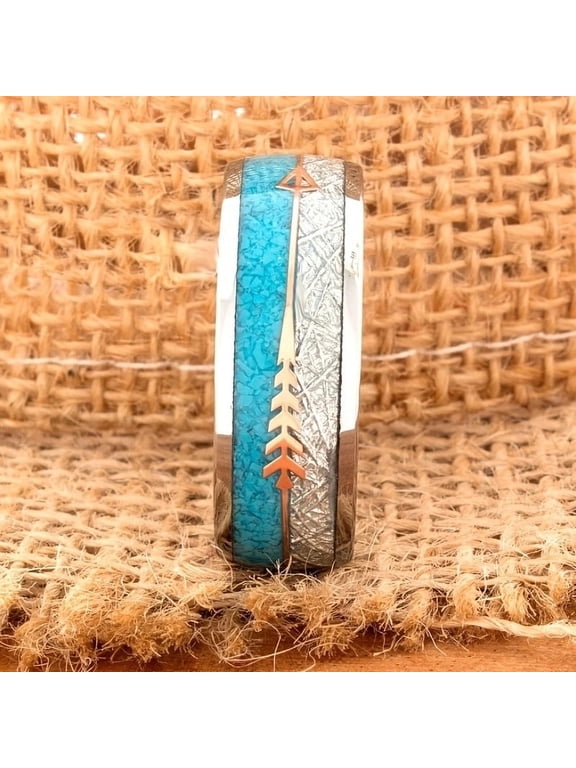 Men's Gorgeous and Fashionable Stainless Steel Rings, with Arrow Patterns and Imitation Turquoise Inlaid, Comfortable Version, Wedding Ring, ENGAGEMENT RING,10