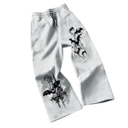 Mens Gothic Bat Print Wide Leg Sweatpants, High Waist Drawstring Loose Streetwear Joggers, Casual Y2K Style Baggy Pants for Hip Hop Punk