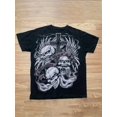 thumbnail image 1 of Men's Gothic Biker Skull Wings Cross Graphic Short Sleeve T-Shirt, 1 of 6