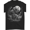thumbnail image 1 of Men's Gothic Dark Grim Reaper Skeleton Moon Graphic T-Shirt, 1 of 6