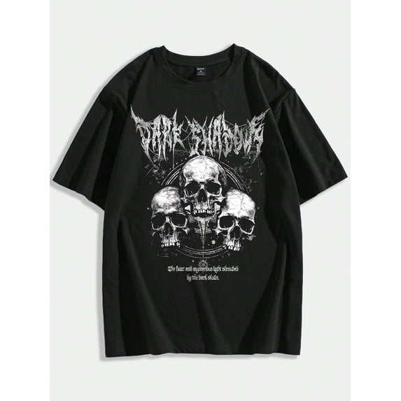 Men's Gothic Dark Skull Graphic T-Shirt