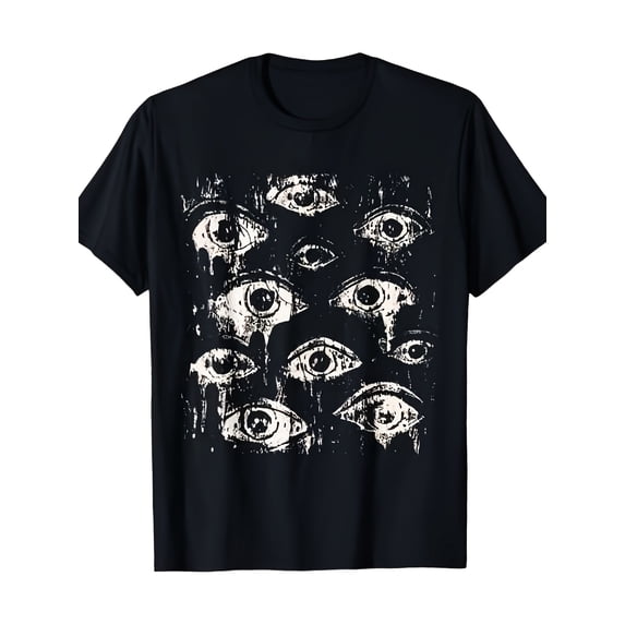 Men's Gothic Distressed Horror Eyes Graphic T-Shirt