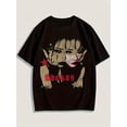 thumbnail image 1 of Men's Gothic Grunge Anime Girl Graphic T-Shirt, 1 of 6