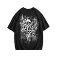thumbnail image 1 of Men's Gothic Grunge Winged Skull Cross Graphic T-Shirt, 1 of 6