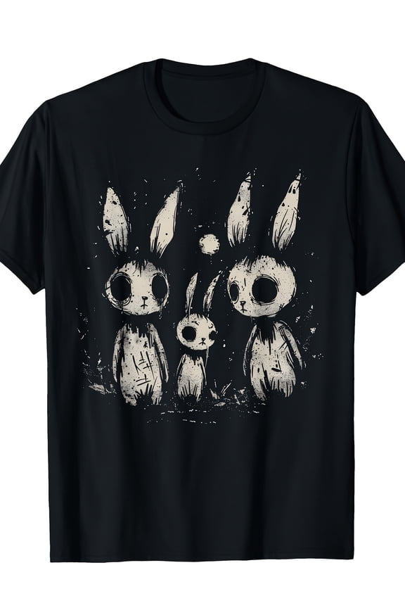 Men's Gothic Horror Creepy Bunny Aesthetic Graphic T-Shirt