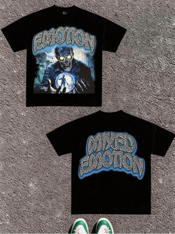 Men's Gothic Horror Zombie Graphic Mixed Emotion T-Shirt