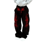 Men's Gothic Metal Font Print Baggy Gothic Sweatpants Y2k Pants Mens Goth Graphic Pants Streetwear Loose Wide Leg Casual Lounge Pants for Hip Hop Daily Wear