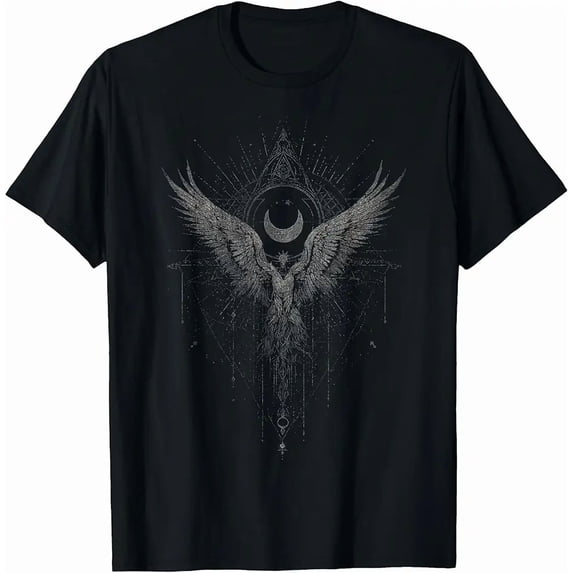 Men's Gothic Mystical Winged Phoenix Geometry T-Shirt