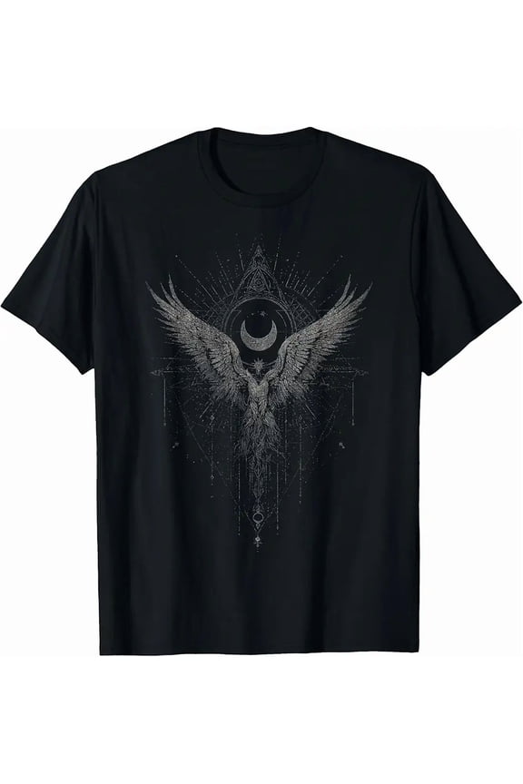 Men's Gothic Mystical Winged Phoenix Geometry T-Shirt