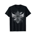 thumbnail image 1 of Men's Gothic Ornate Winged Cross Graphic T-Shirt, 1 of 6