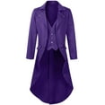 thumbnail image 1 of Men's Gothic Outerwear Coats Steampunk Vintage Tailcoat Jacket Solid Color Long Sleeve Lapel Frock Coat Purple XXXXL, 1 of 5