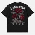 thumbnail image 1 of Men's Gothic Rose Graphic T-Shirt, Floral Back Print Short Sleeve Crewneck Tee, 1 of 9