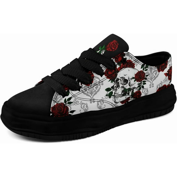 Men's Gothic Skull Fashion Sneakers Casual Skateboarding Canvas Shoes for Women Streetwear Trendy Comfort Walking Shoes