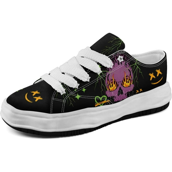 Men's Gothic Skull Fashion Sneakers Casual Skateboarding Canvas Shoes for Women Streetwear Trendy Comfort Walking Shoes