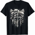 thumbnail image 1 of Men's Gothic Skull Wings Cross Distressed Graphic T-Shirt, 1 of 7