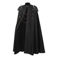 thumbnail image 1 of Men's Gothic Vampire Cape with Epaulettes and Chains Medieval Renaissance Military Cloak Aristocrat Cosplay Costume for Halloween Dress Up Themed Party, 1 of 7