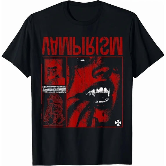 Men's Gothic Vampire Horror Graphic T-Shirt