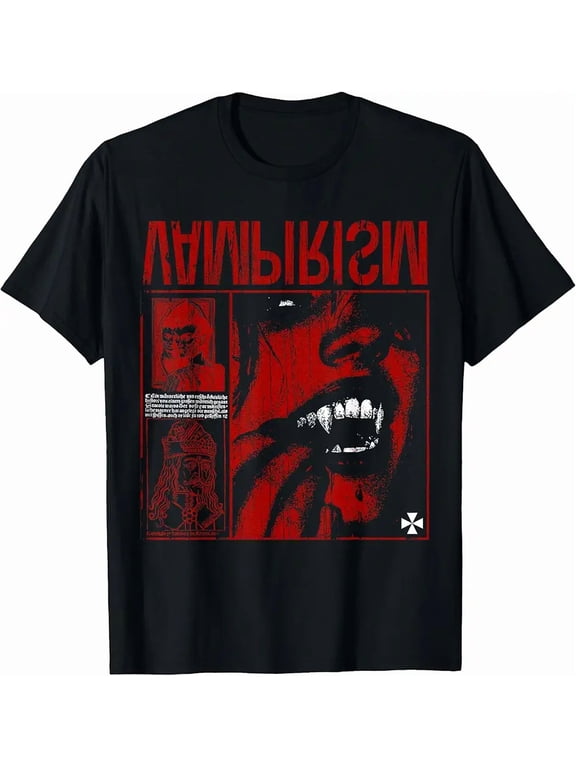 Men's Gothic Vampire Horror Graphic T-Shirt