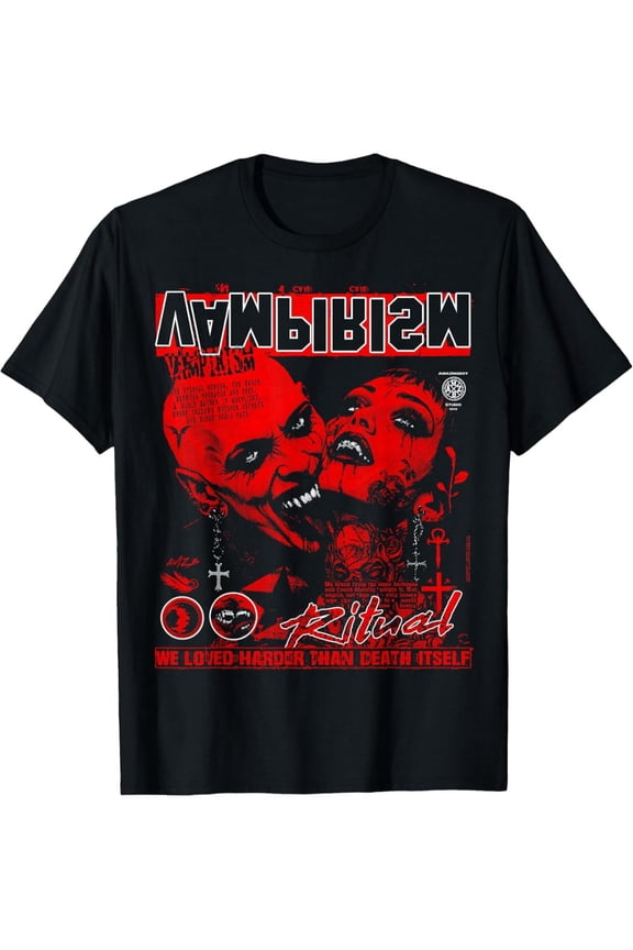 Men's Gothic Vampire Ritual Aesthetic Graphic T-Shirt