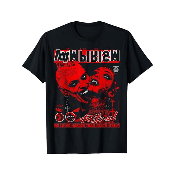 Men's Gothic Vampire Ritual Aesthetic Graphic T-Shirt