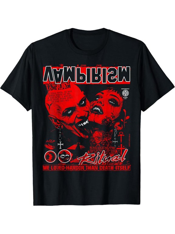 Men's Gothic Vampire Ritual Aesthetic Graphic T-Shirt