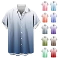 thumbnail image 1 of Men's Gradation Print Button Down Shirt | Quick Dry Short Sleeve Shirt Turndown Collar Relaxed Fit Casual Button Front 95 Polyester 5 Spandex Daily Beach Vacation Work Streetwear, 1 of 7