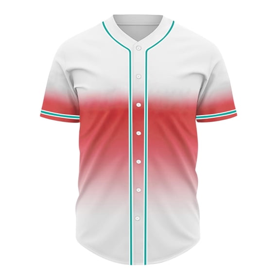 Men's Gradient Button-Down Baseball Jersey – Stylish Loose Fit Streetwear Shirt, Hip Hop Hipster Short Sleeve Active Top for Softball & Casual Wear (2025 Sporty)