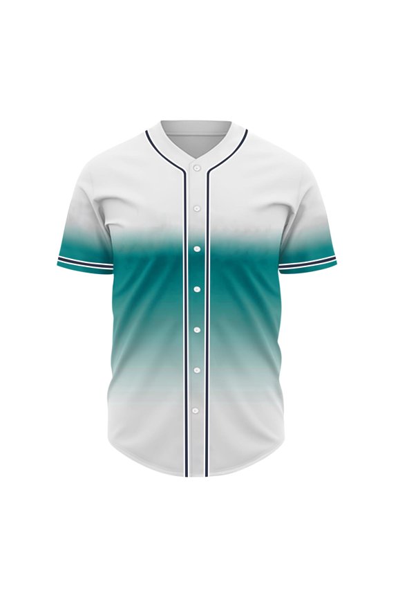Men's Gradient Button-Down Baseball Jersey – Stylish Loose Fit Streetwear Shirt, Hip Hop Hipster Short Sleeve Active Top for Softball & Casual Wear (2025 Sporty)