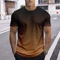 thumbnail image 1 of Men's Gradient Color T-Shirt Short Sleeve Crewneck Tee Tops Summer Basic Shirt (Coffee S), 1 of 5