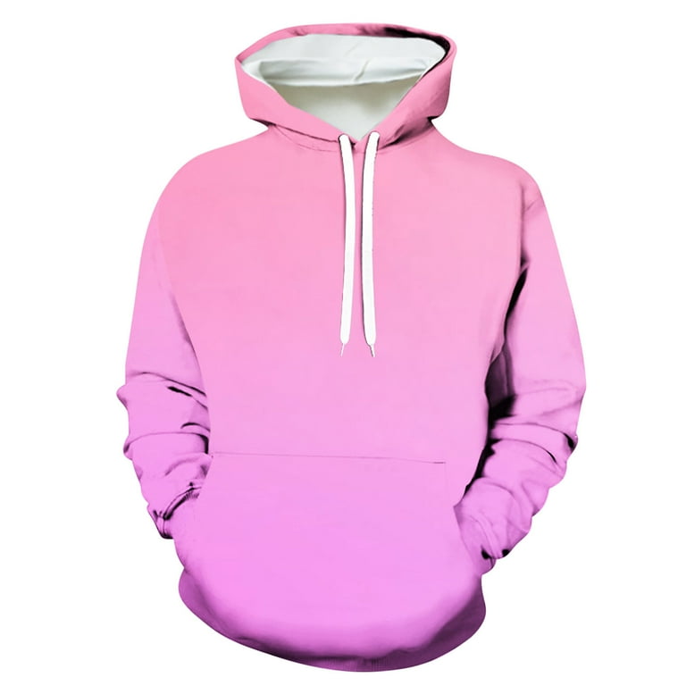 Men's Gradient Colorful Hoodie Pullover Drawstring Hooded Casual