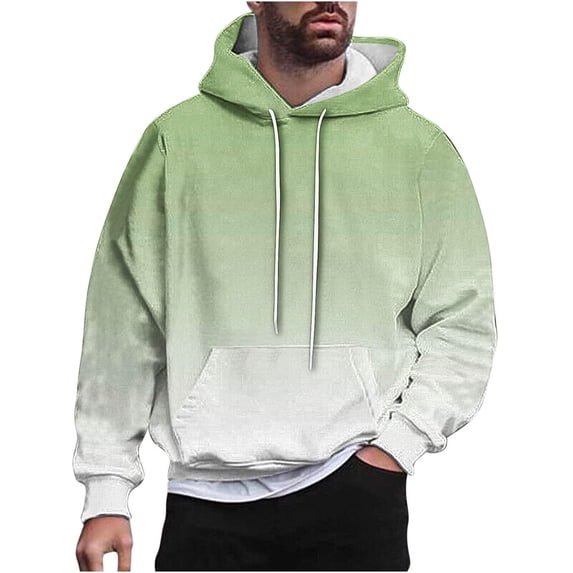 Men's Gradient Hoodie Pullover Long Sleeve Hooded Collar Drawstring Casual Sweatshirt Comfy Loose Fit Top