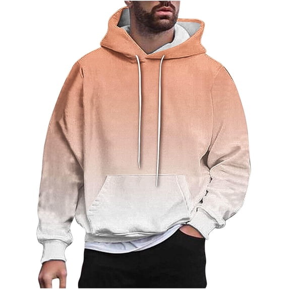 Men's Gradient Hoodie Pullover Long Sleeve Hooded Collar Drawstring Casual Sweatshirt Comfy Loose Fit Top
