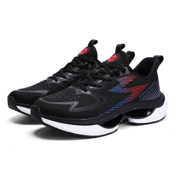 Men's Gradient Mesh Running Shoes, Lightweight Lace-Up Athletic Sneakers, Non-Slip Air Cushion Sport Shoes for Workout & Daily Wear