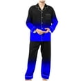 thumbnail image 1 of Men's Gradient Pajama Set 2-Piece - Long Sleeve Button Down Loungewear | 2025 Minimalist Sleepwear Chest Pocket, 1 of 9