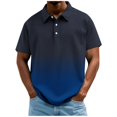 thumbnail image 1 of Men's Gradient Print Short Sleeve Golf Polo Shirt, Breathable Quick Dry Moisture Wicking Design, Loose Fit Athletic Performance Sport Top, Big and Tall Sizes M-4XL Blue, 1 of 5