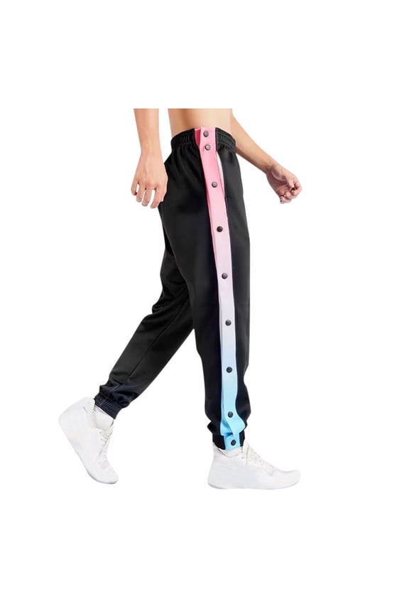Men's Gradient Side Snap Sweatpants, Open Leg Basketball Track Pants with Elastic Waist, Jogger Pants for Sports & Streetwear, 1 Color, Sizes XXS-5XL
