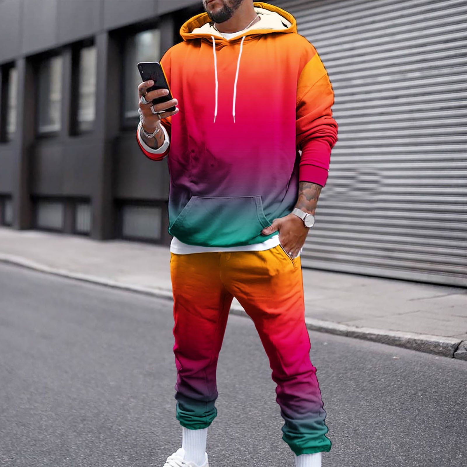 Tie dye 2025 sweatsuit set men's