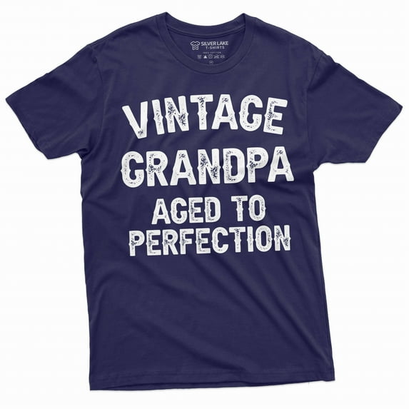 Men's Grandpa Funny T-shirt Vintage Grandpa Aged to Perfection Papa Gifts Grandfather Tee shirt (Large Navy Blue)