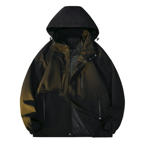 Men's Graphene Thermal Loose Waterproof Hiking Jacket, Black, Size L