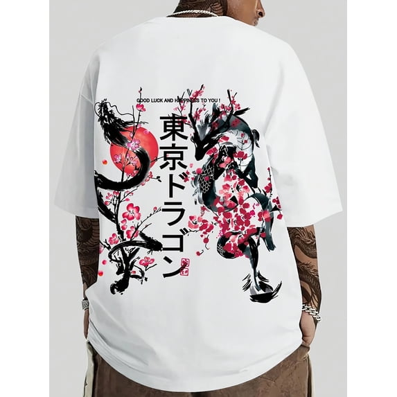 Men's Graphic Crew Neck Short Sleeve T-Shirt 100%Cotton Comfortable daily T-shirt For Men,Streetwear