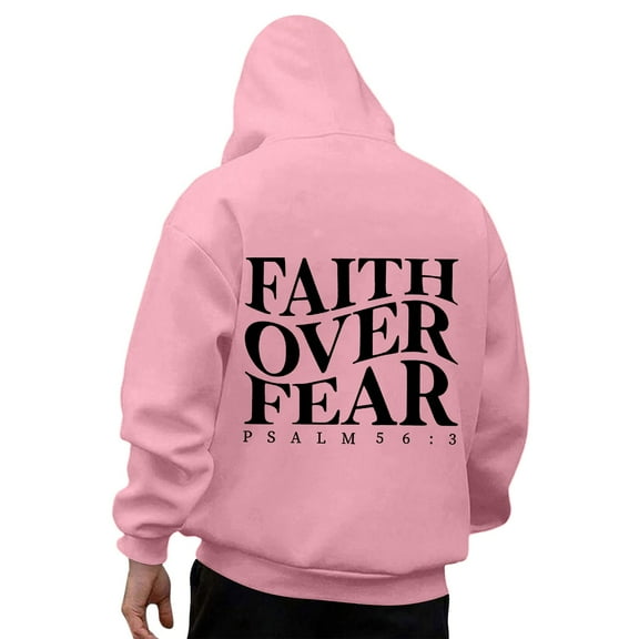 Men's Graphic Hoodie Christian Faith Letter Print Hoodie Long Sleeve Pullover Hooded Sweatshirt with Pocket for Men