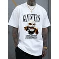 thumbnail image 1 of Men's Graphic Print Casual Short-Sleeve T-Shirt - "GANGSTER's EVOLUTION" Design, Lightweight Polyester, Round Neck, Regular Fit, Summer Essential for Everyday & Leisure Wear, Summer Casual Wear, 1 of 12