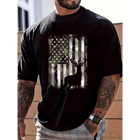 Men's Graphic Print Round Neck Short Sleeve T-Shirt