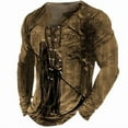 thumbnail image 1 of Men's Graphic Print T-Shirt Retro V-Neck Long Sleeve Henley Shirts Vintage Distressed Gothic Vintage Tops Halloween Outfit, 1 of 5