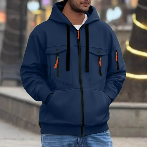 Men's Graphic Pullover Hoodie Solid Color Casual Loose Fit Pocket Design