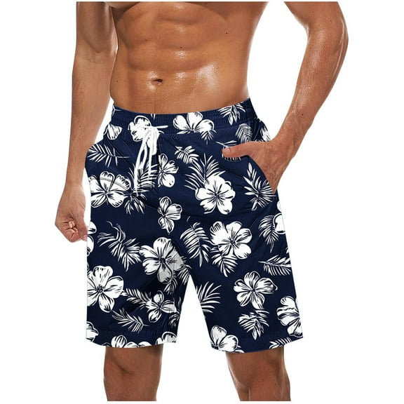 Men's Graphic Shorts 2025 Casual Hawaiian Beach Elastic Waist Drawstring Lightweight Summer Tropical Printed Shorts