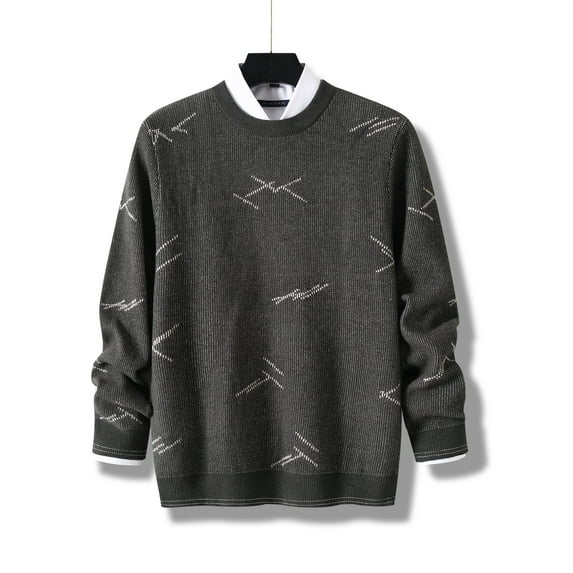 Men's Graphic Sweater Soft Fleece Crewneck Knitted Pullover Sweater