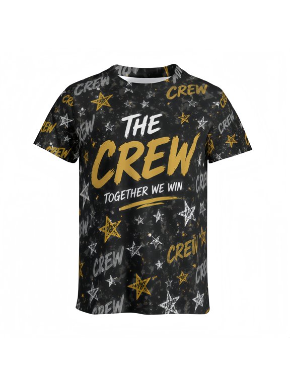 Men's Graphic T Shirt Crew Team Design Together We Win Star Print Casual Short Sleeve Tee