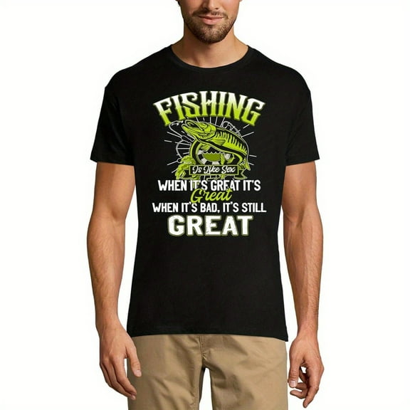 Men's Graphic T-Shirt Funny Fishing Quote - Humor Sarcasm Eco-Friendly Limited Edition Short Sleeve Tee-Shirt Vintage Birthday Gift Novelty Deep Black 4XL